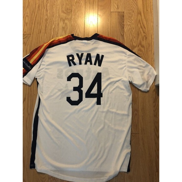 Nolan Ryan #34 Houston Astros MLB Methodist Promo Rainbow White Jersey XL New